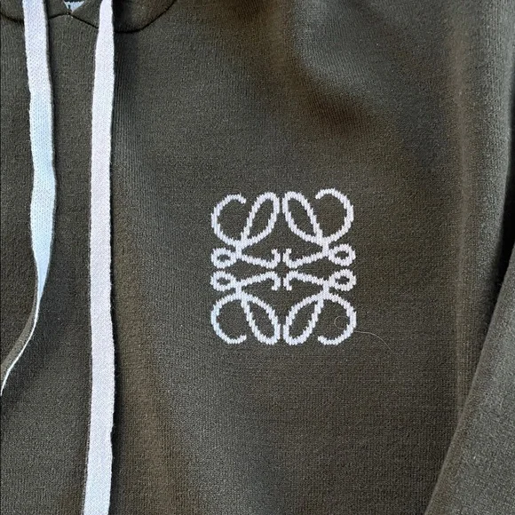 Loewe Anagram Embroidered Wool Hoodie in dark green. - Picture 2 of 4